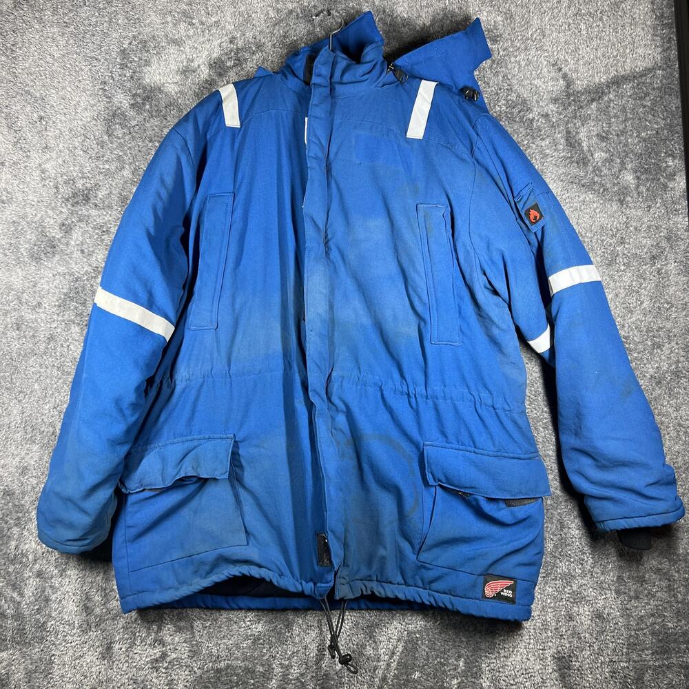 Red Wing Parka Jacket Mens 3XL Blue Hooded Insulated Lined Schlumberger RW 76071